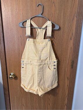 Altar’d State Yellow Denim Overall Shorts Dungaree Bib Shorts